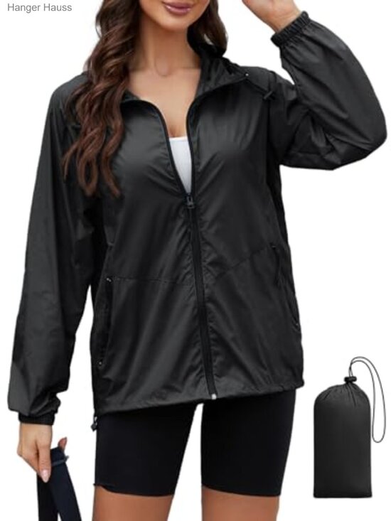 Jackets & Blazers - Women's Lightweight Packable Rain Jacket Waterproof Windproof Hooded